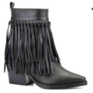 NWT Rebel Wilson 3-in-1 Leather Fringe Moto Ankle Boots 6W